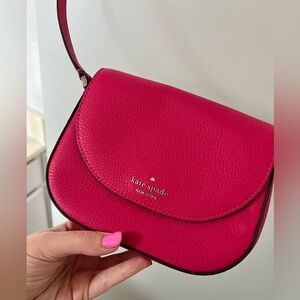 Kate Spade Leila Mini Flap Leather Crossbody In Pink Ruby